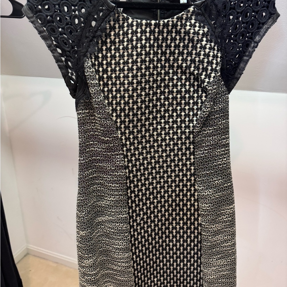 Tracy Reese Black and White Patterned Mini Dress